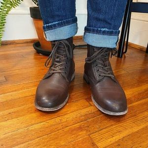 Frye Tyler Lace-Up Brown Boots